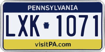 PA license plate LXK1071