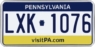 PA license plate LXK1076