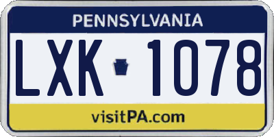 PA license plate LXK1078