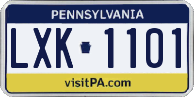 PA license plate LXK1101