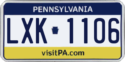 PA license plate LXK1106