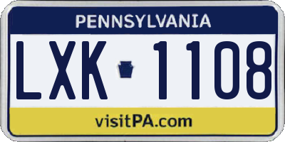 PA license plate LXK1108