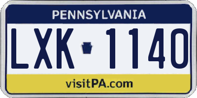 PA license plate LXK1140