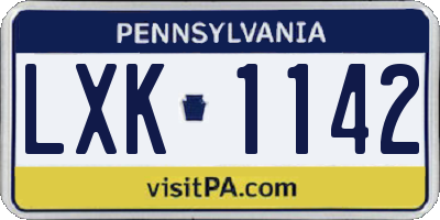 PA license plate LXK1142
