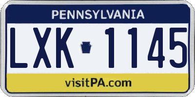 PA license plate LXK1145