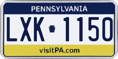 PA license plate LXK1150