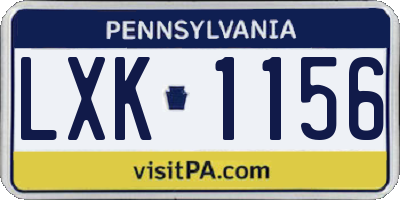 PA license plate LXK1156