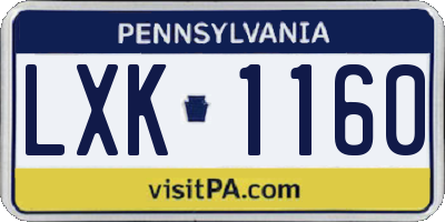 PA license plate LXK1160