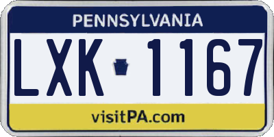 PA license plate LXK1167