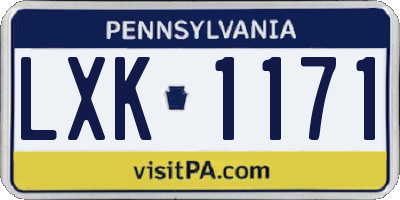 PA license plate LXK1171