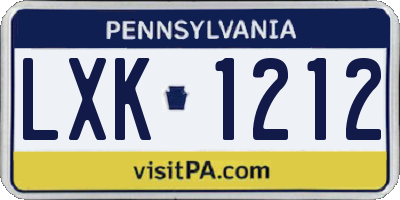 PA license plate LXK1212
