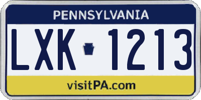 PA license plate LXK1213