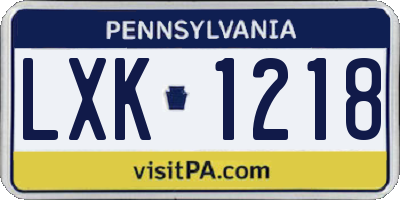 PA license plate LXK1218
