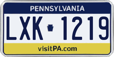 PA license plate LXK1219
