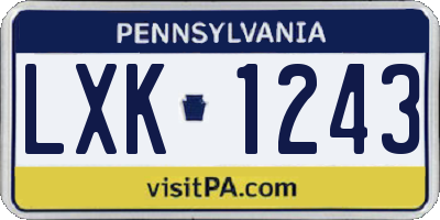 PA license plate LXK1243
