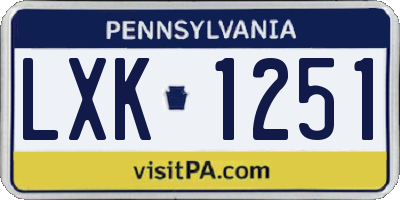 PA license plate LXK1251