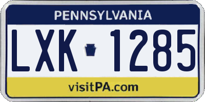 PA license plate LXK1285