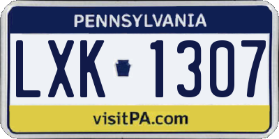PA license plate LXK1307