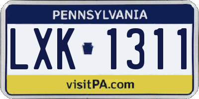PA license plate LXK1311
