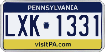 PA license plate LXK1331
