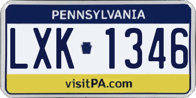 PA license plate LXK1346