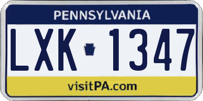 PA license plate LXK1347