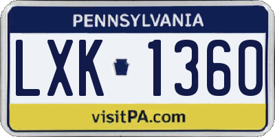 PA license plate LXK1360