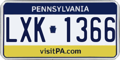 PA license plate LXK1366