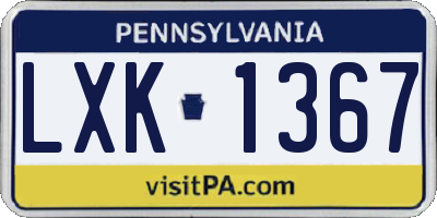 PA license plate LXK1367
