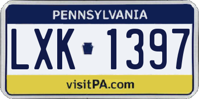 PA license plate LXK1397