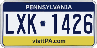 PA license plate LXK1426