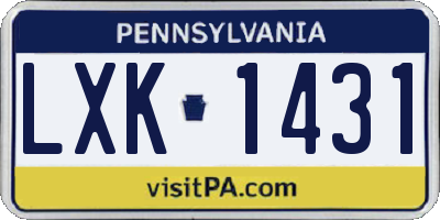 PA license plate LXK1431