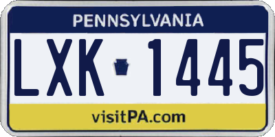 PA license plate LXK1445