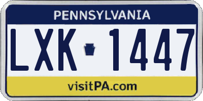 PA license plate LXK1447