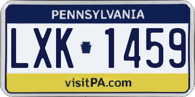 PA license plate LXK1459