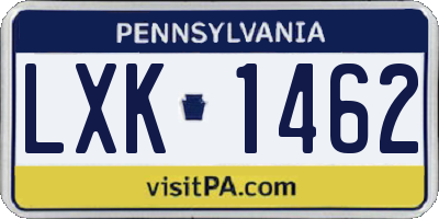 PA license plate LXK1462