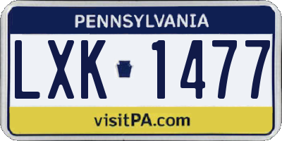 PA license plate LXK1477