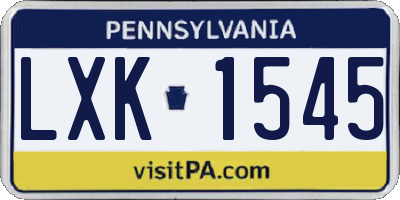 PA license plate LXK1545