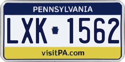 PA license plate LXK1562