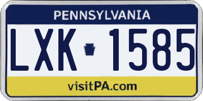 PA license plate LXK1585