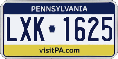 PA license plate LXK1625