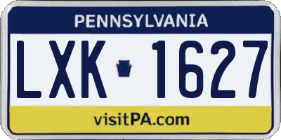 PA license plate LXK1627