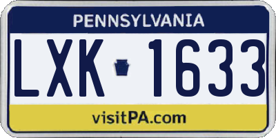 PA license plate LXK1633