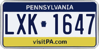 PA license plate LXK1647
