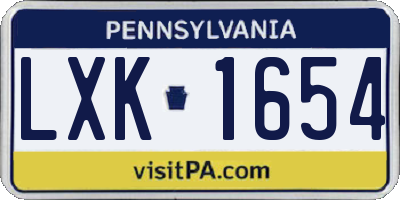 PA license plate LXK1654