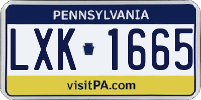 PA license plate LXK1665
