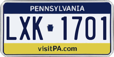 PA license plate LXK1701