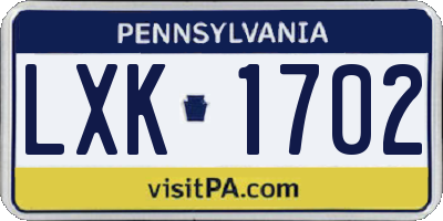 PA license plate LXK1702