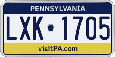 PA license plate LXK1705