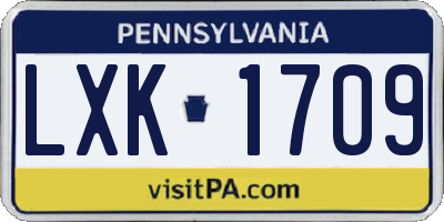 PA license plate LXK1709